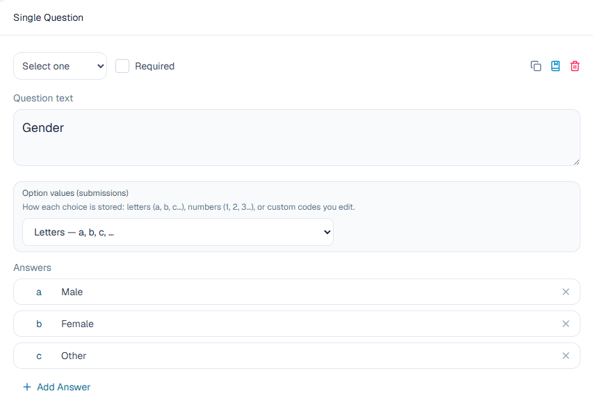 Select one setup in the ComMicPlan question builder
